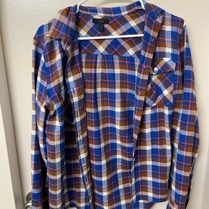 J Crew Orange Navy and White Flannel